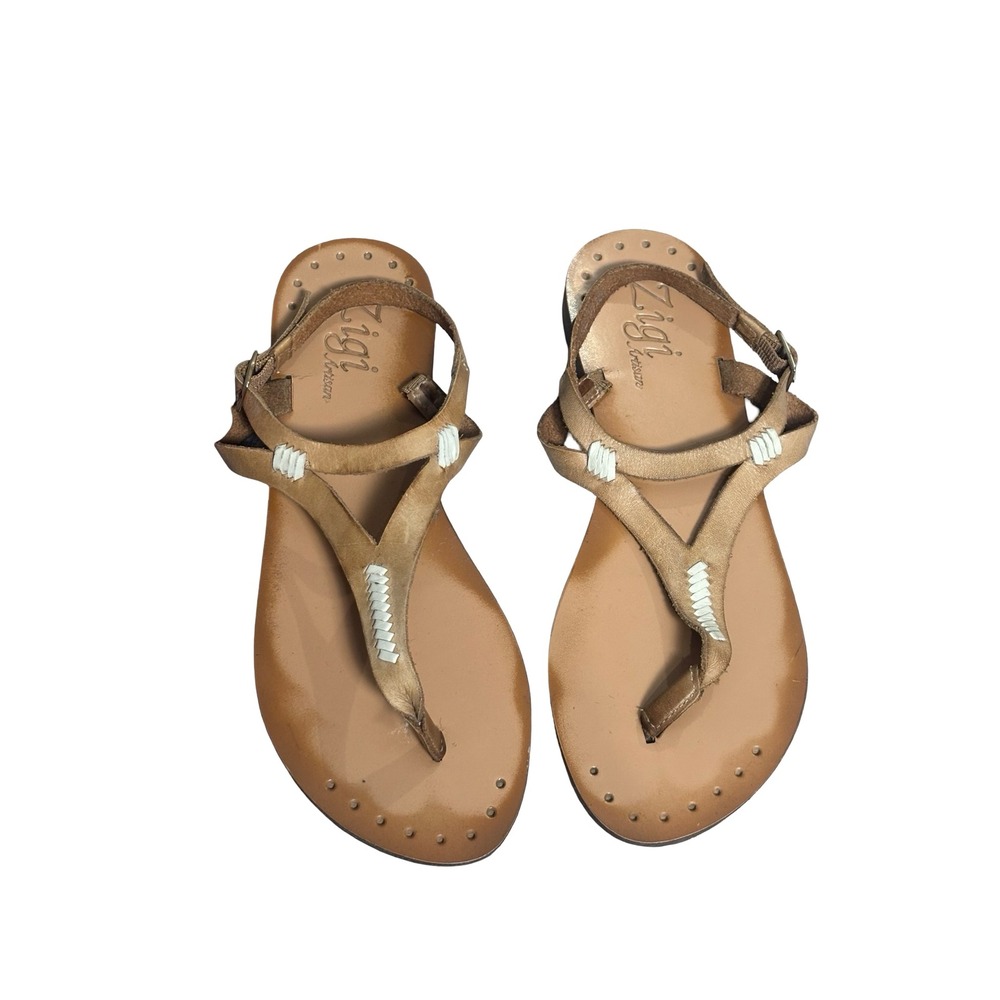 Zigi Artisan Adalene Leather Gladiator Sandals Size 8M Tan Handcrafted Brazil
